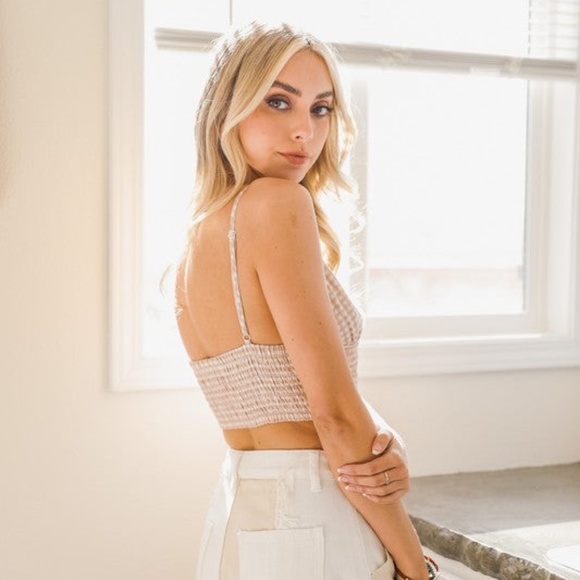 SOLD OUT Daisy Trim Gingham Smocked Casal Summer Bralette - Picture 4 of 5